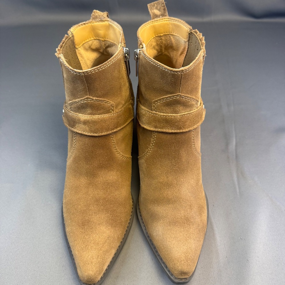 Marc Fisher LTD Halie Tan Suede Harness Western Ankle Boots BOHO Womens 9M - Picture 16 of 16